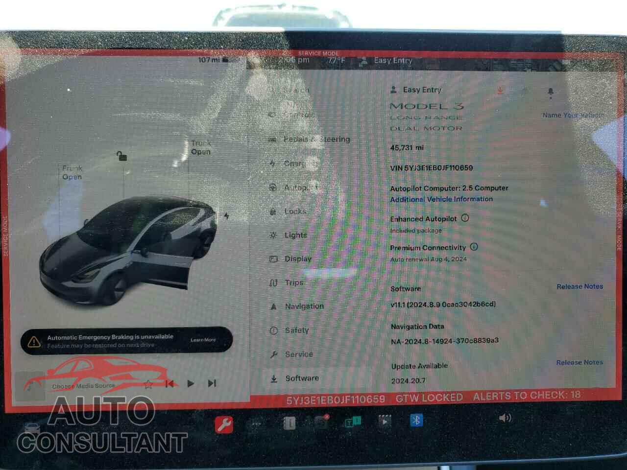 TESLA MODEL 3 2018 - 5YJ3E1EB0JF110659
