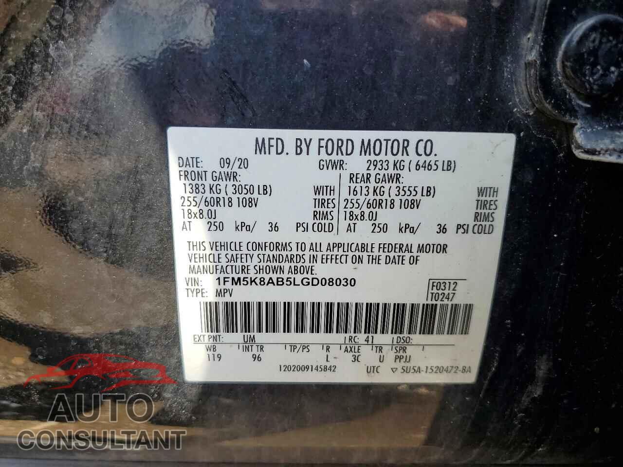 FORD EXPLORER 2020 - 1FM5K8AB5LGD08030
