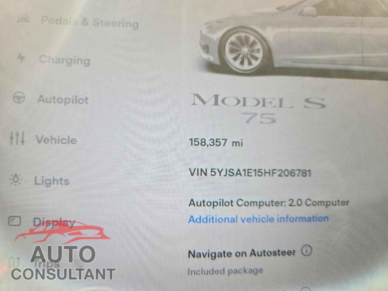 TESLA MODEL S 2017 - 5YJSA1E15HF206781