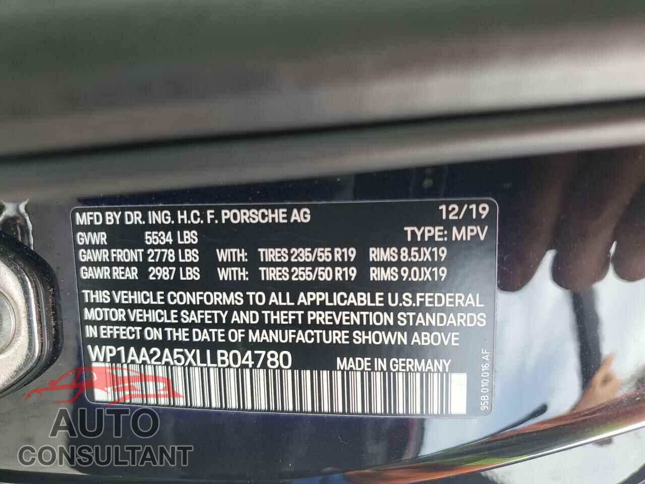 PORSCHE MACAN 2020 - WP1AA2A5XLLB04780