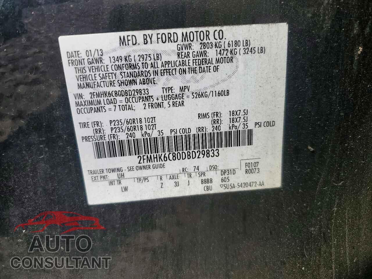 FORD FLEX 2013 - 2FMHK6C80DBD29833