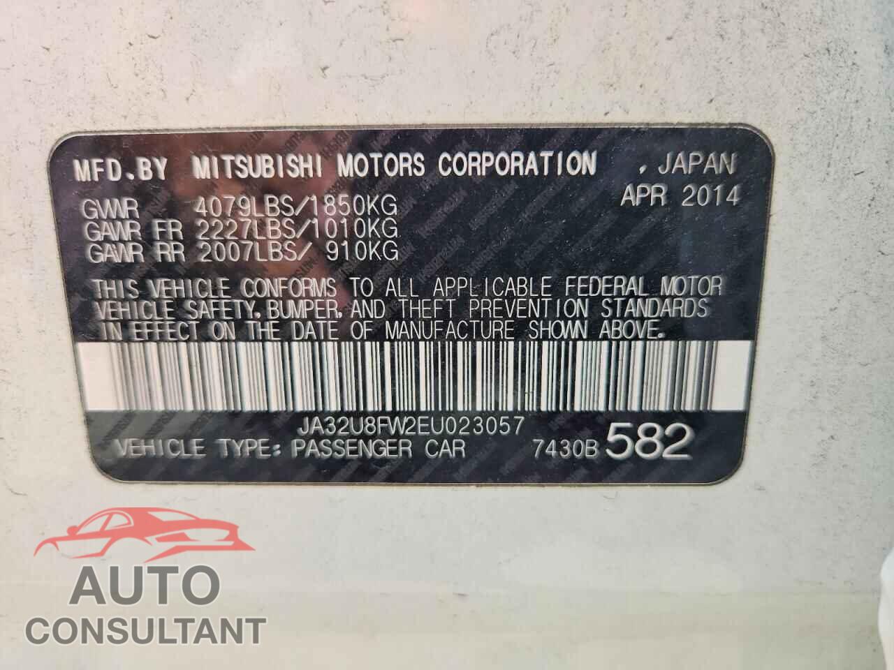 MITSUBISHI LANCER 2014 - JA32U8FW2EU023057