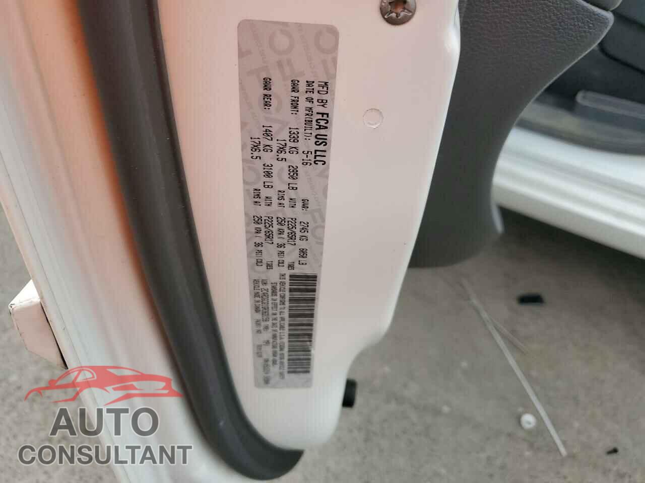 DODGE CARAVAN 2016 - 2C4RDGCG1GR363159