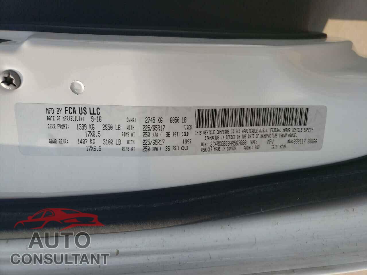 DODGE CARAVAN 2017 - 2C4RDGBG9HR567680