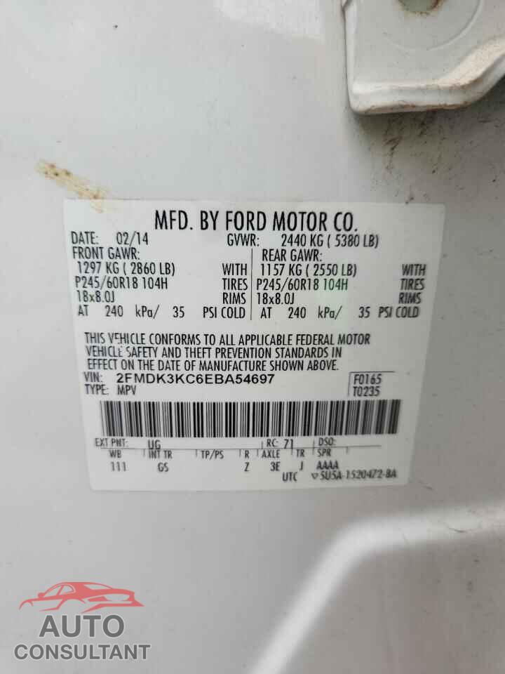 FORD EDGE 2014 - 2FMDK3KC6EBA54697
