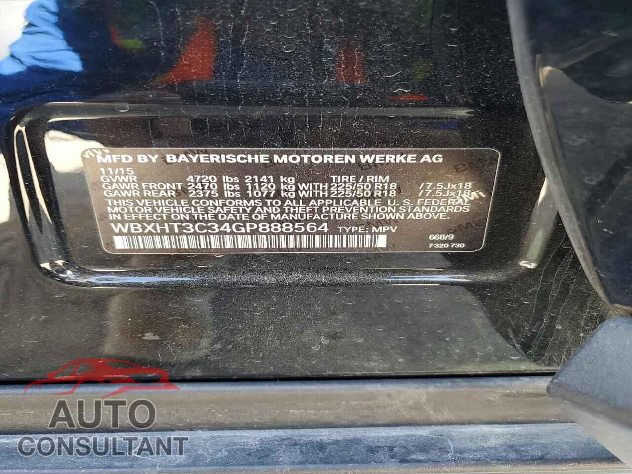 BMW X1 2016 - WBXHT3C34GP888564