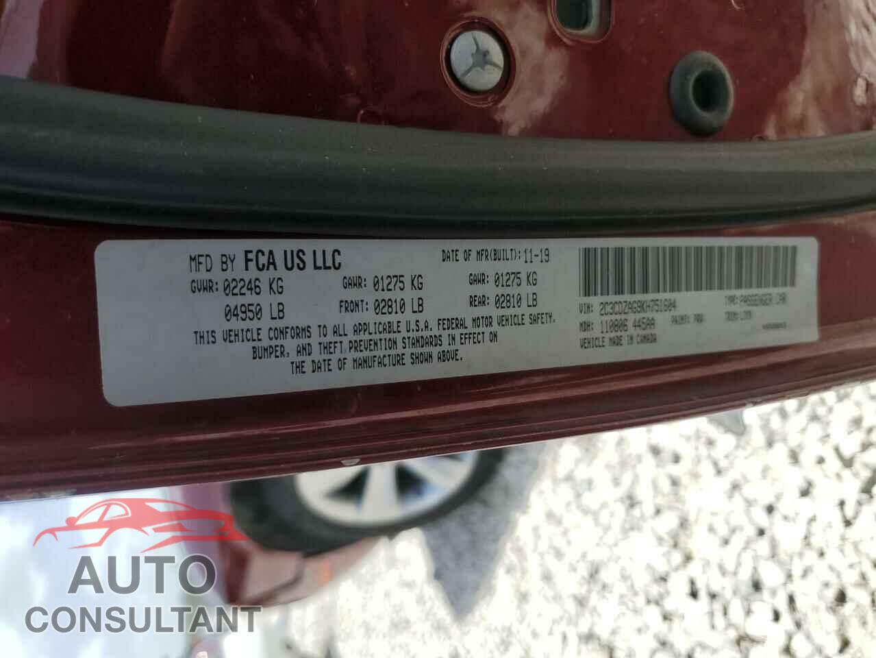 DODGE CHALLENGER 2019 - 2C3CDZAG9KH751604