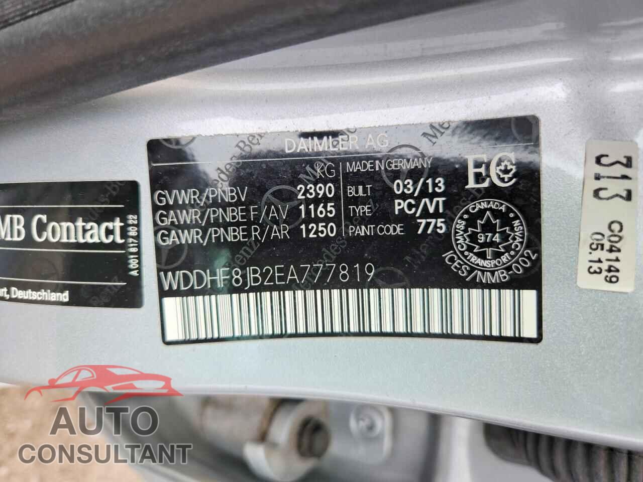 MERCEDES-BENZ E-CLASS 2014 - WDDHF8JB2EA777819