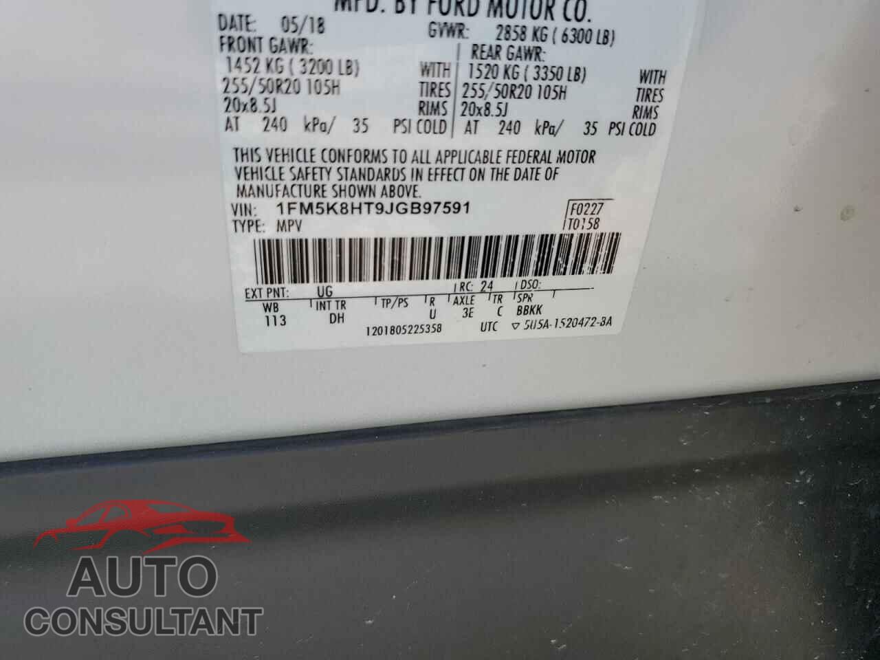FORD EXPLORER 2018 - 1FM5K8HT9JGB97591