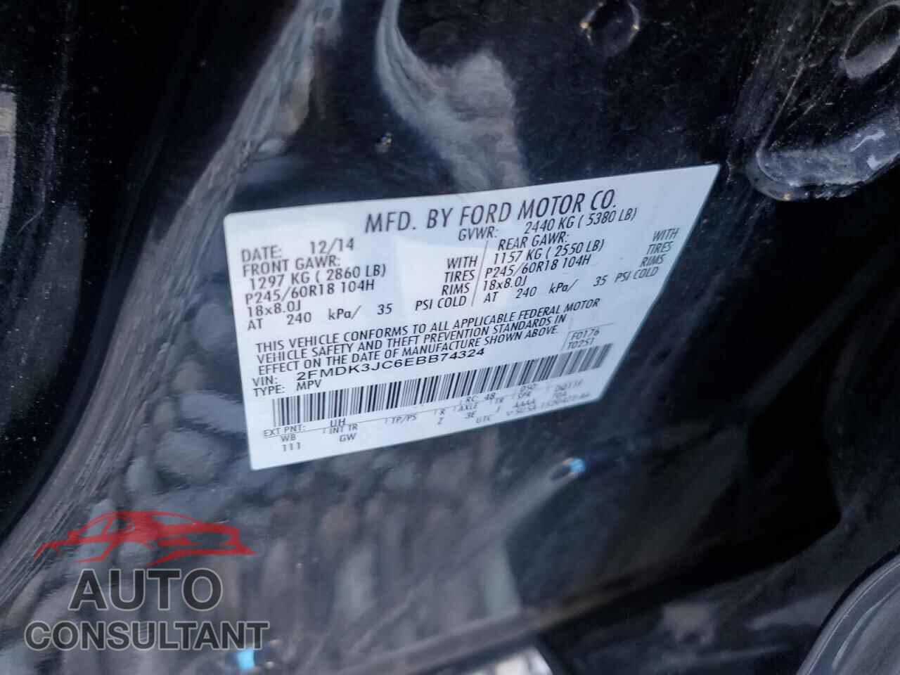 FORD EDGE 2014 - 2FMDK3JC6EBB74324