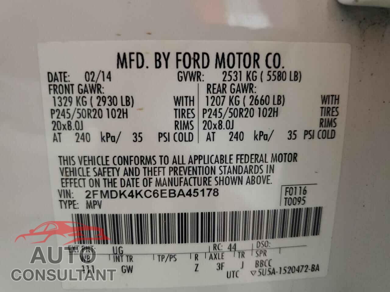 FORD EDGE 2014 - 2FMDK4KC6EBA45178
