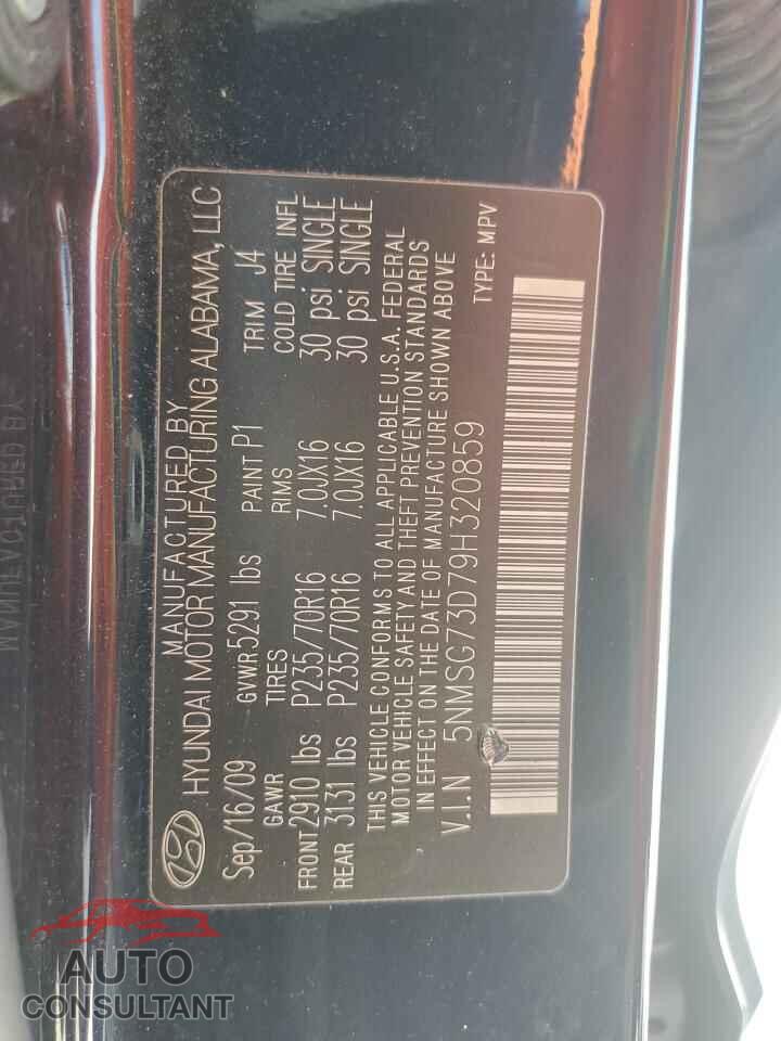 HYUNDAI SANTA FE 2009 - 5NMSG73D79H320859
