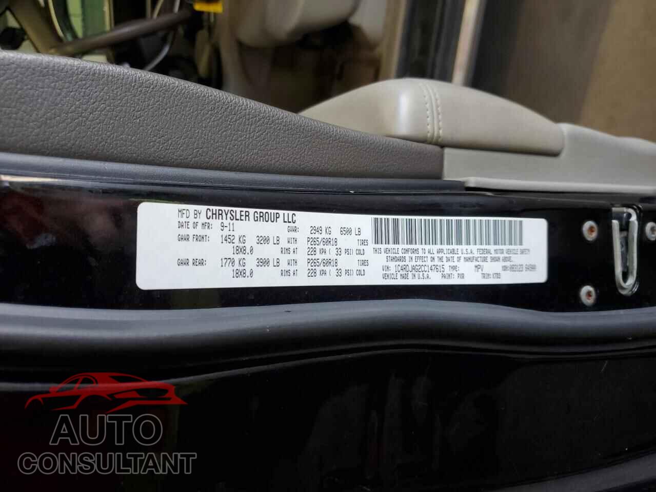 DODGE DURANGO 2012 - 1C4RDJAG2CC147615