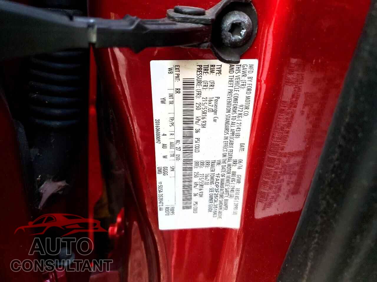 FORD FOCUS 2016 - 1FADP3F26GL351663