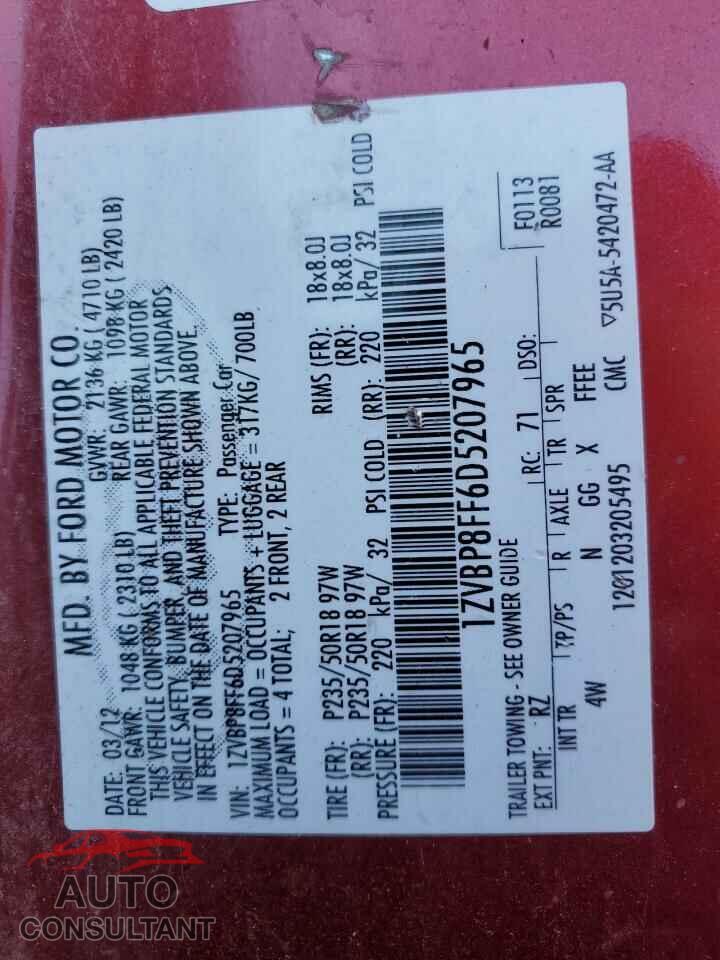 FORD MUSTANG 2013 - 1ZVBP8FF6D5207965