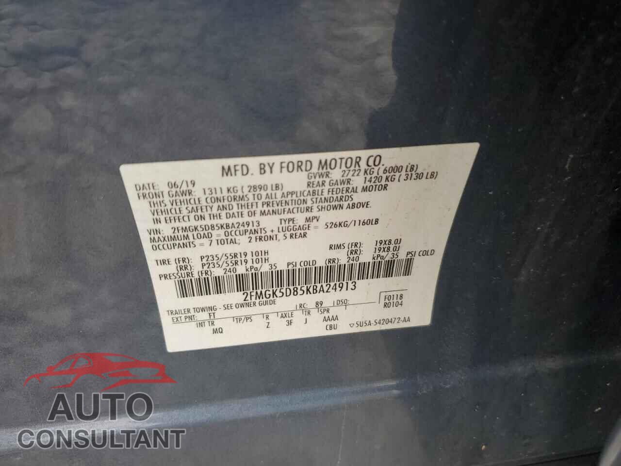 FORD FLEX 2019 - 2FMGK5D85KBA24913