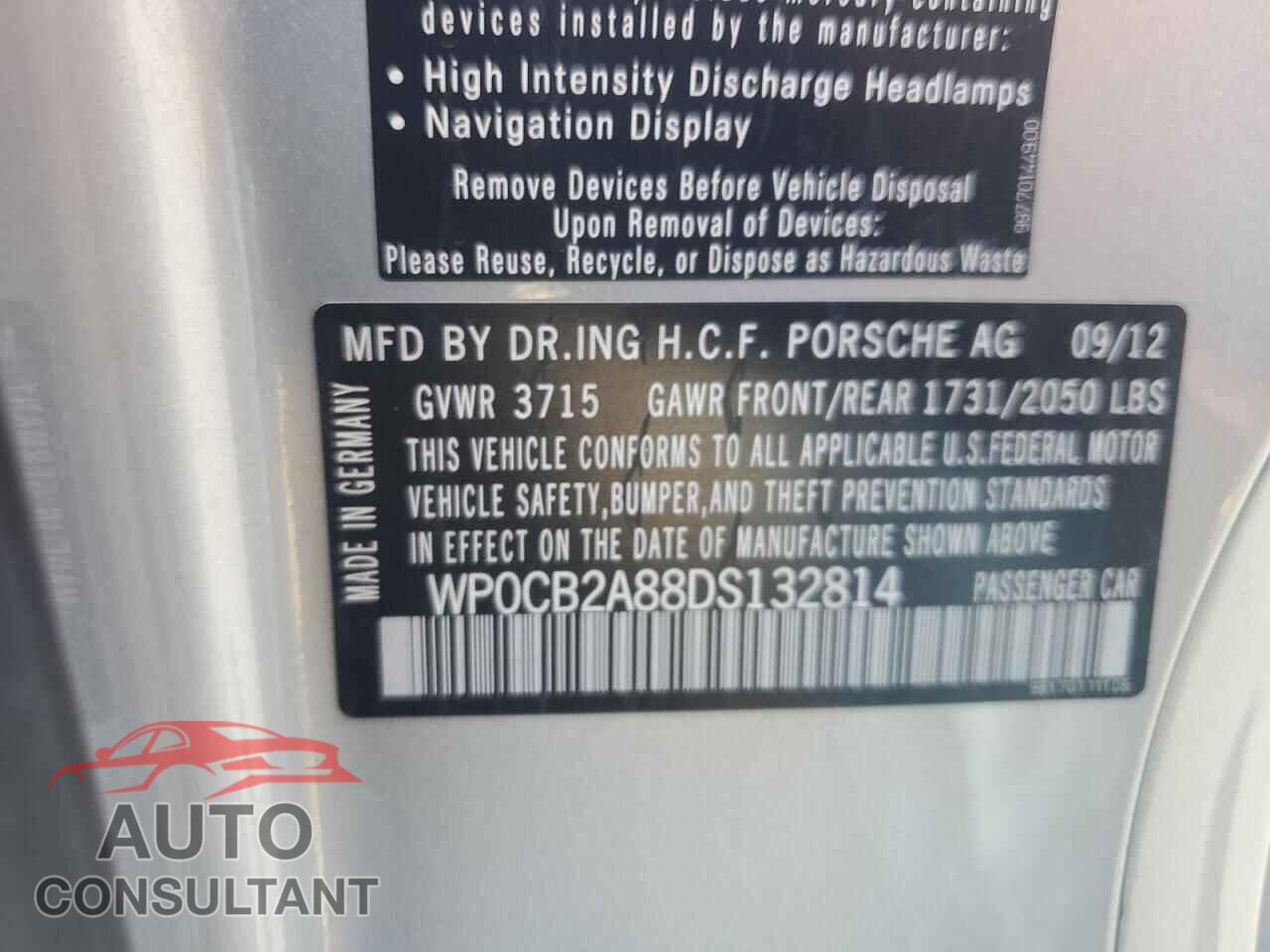 PORSCHE BOXSTER 2013 - WP0CB2A88DS132814