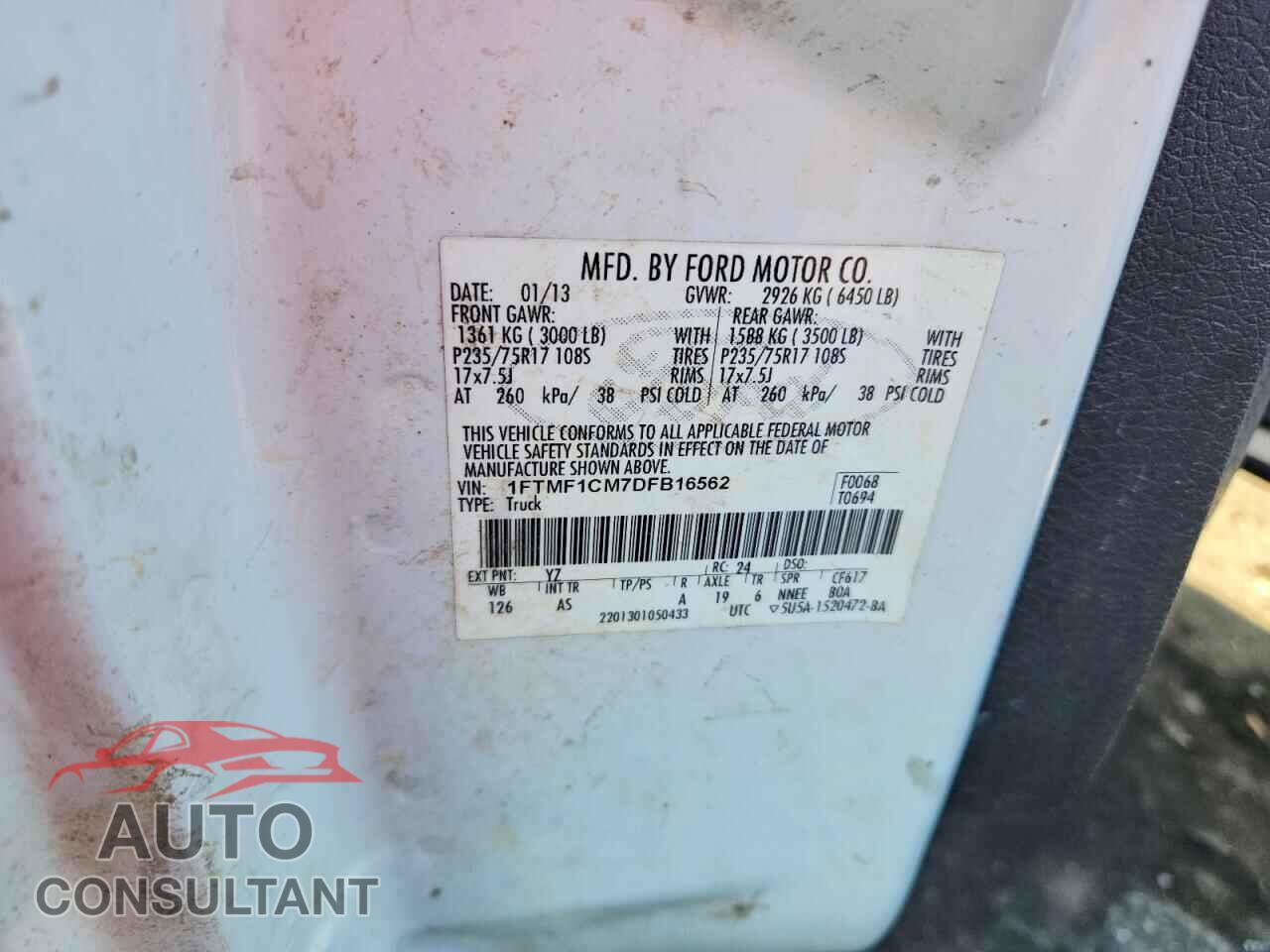 FORD F150 2013 - 1FTMF1CM7DFB16562