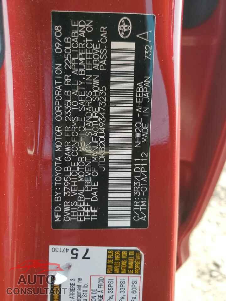 TOYOTA PRIUS 2009 - JTDKB20U493473235