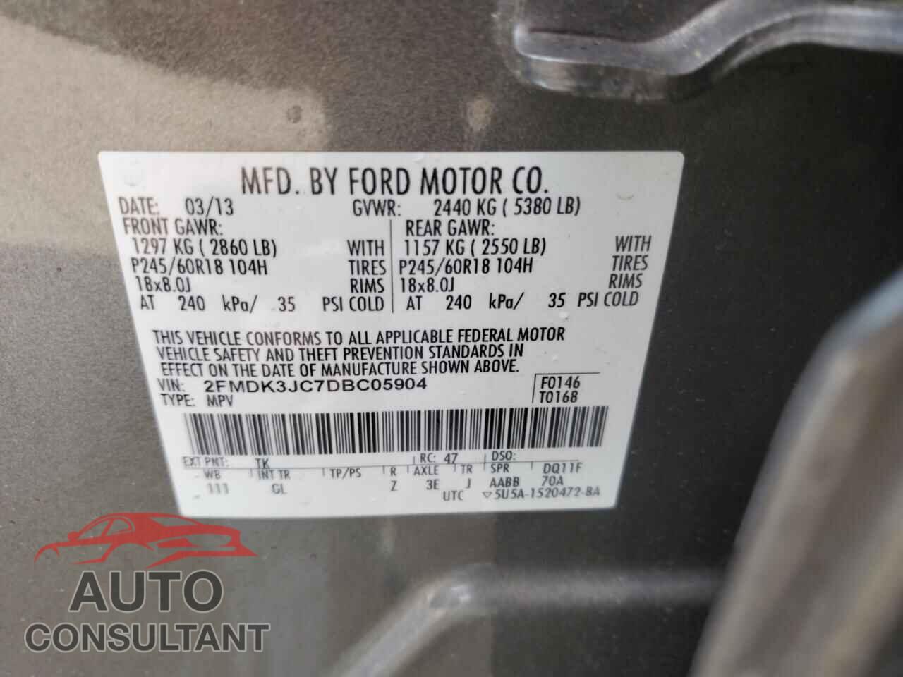 FORD EDGE 2013 - 2FMDK3JC7DBC05904