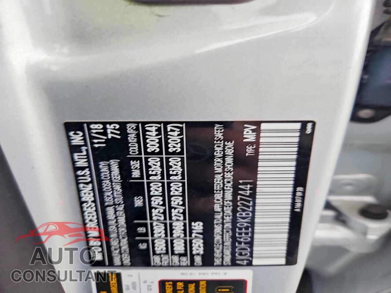 MERCEDES-BENZ GLS-CLASS 2019 - 4JGDF6EE9KB227441