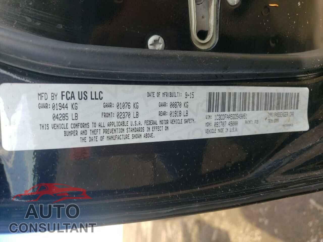 DODGE DART 2016 - 1C3CDFAA5GD549051