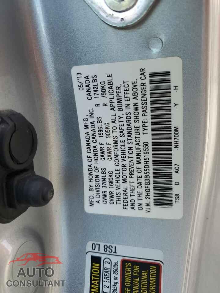 HONDA CIVIC 2013 - 2HGFG3B55DH519550