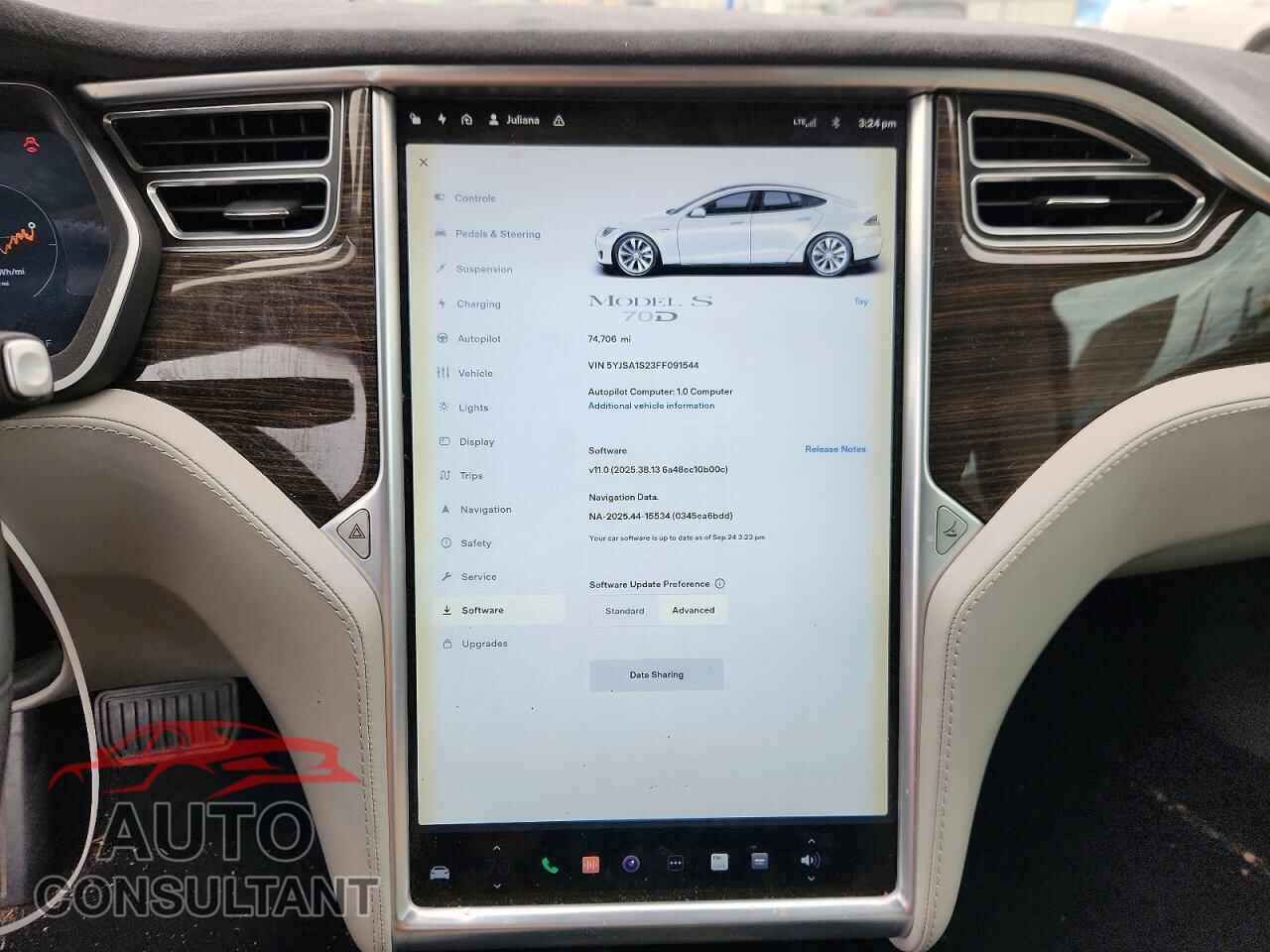 TESLA MODEL S 2015 - 5YJSA1S23FF091544