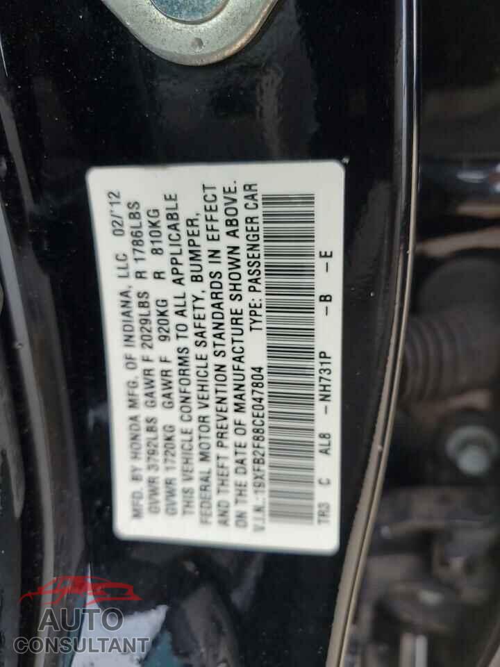 HONDA CIVIC 2012 - 19XFB2F88CE047804