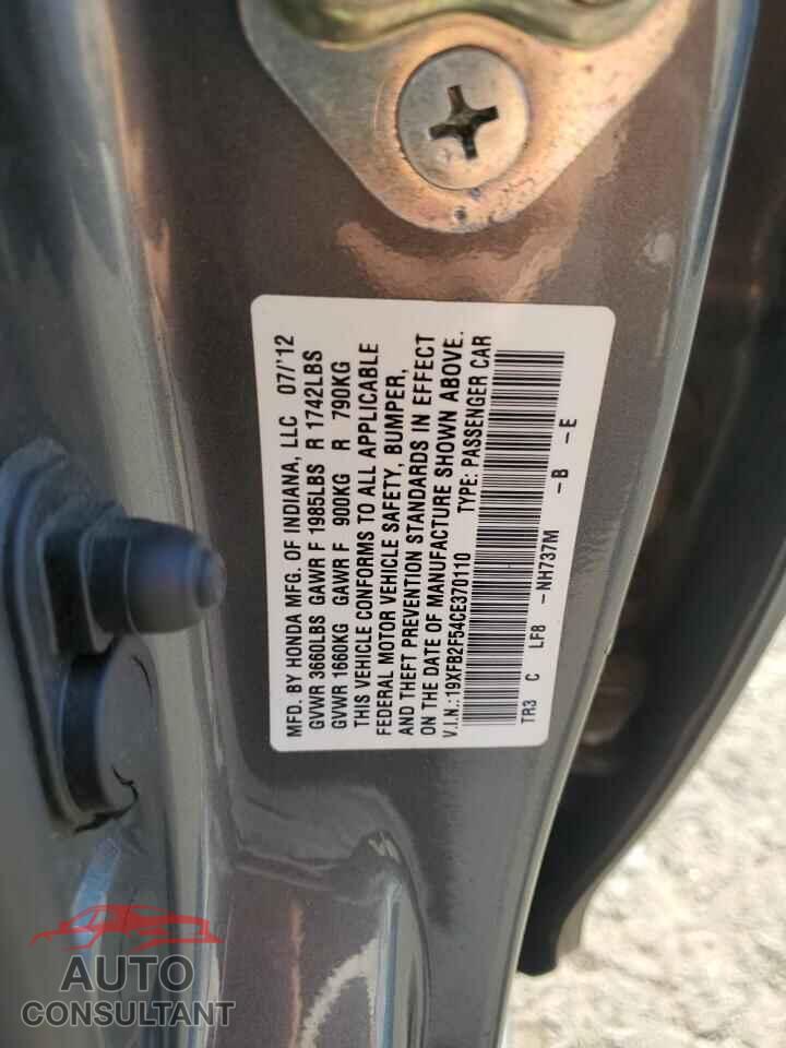 HONDA CIVIC 2012 - 19XFB2F54CE370110