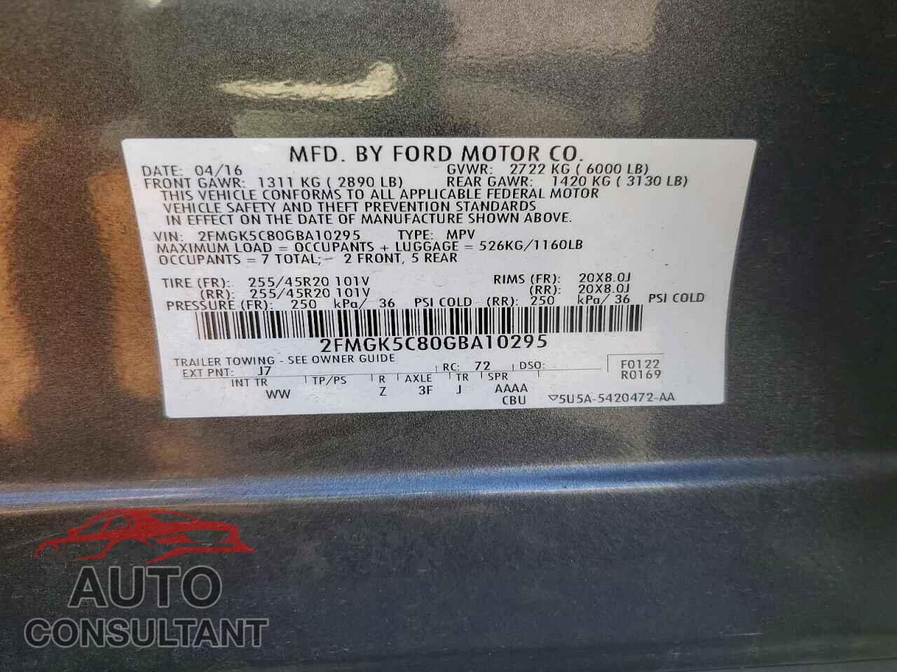 FORD FLEX 2016 - 2FMGK5C80GBA10295