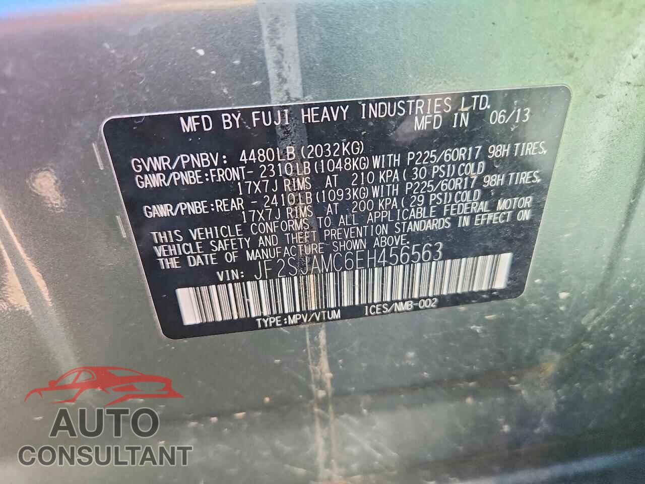 SUBARU FORESTER 2014 - JF2SJAMC6EH456563
