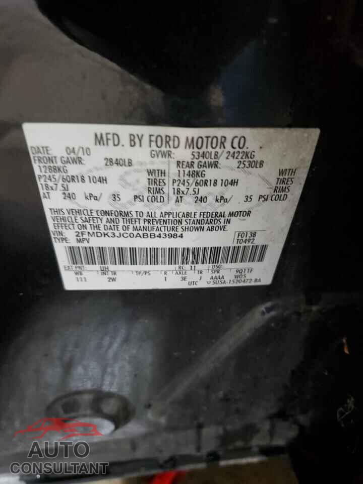 FORD EDGE 2010 - 2FMDK3JC0ABB43984
