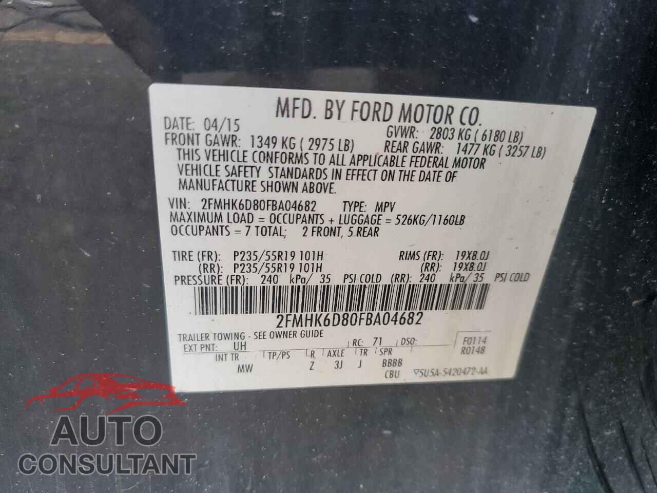 FORD FLEX 2015 - 2FMHK6D80FBA04682