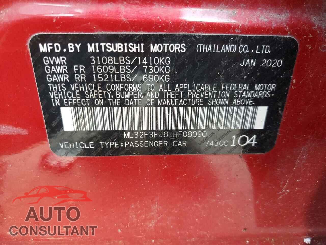 MITSUBISHI MIRAGE 2020 - ML32F3FJ6LHF08090