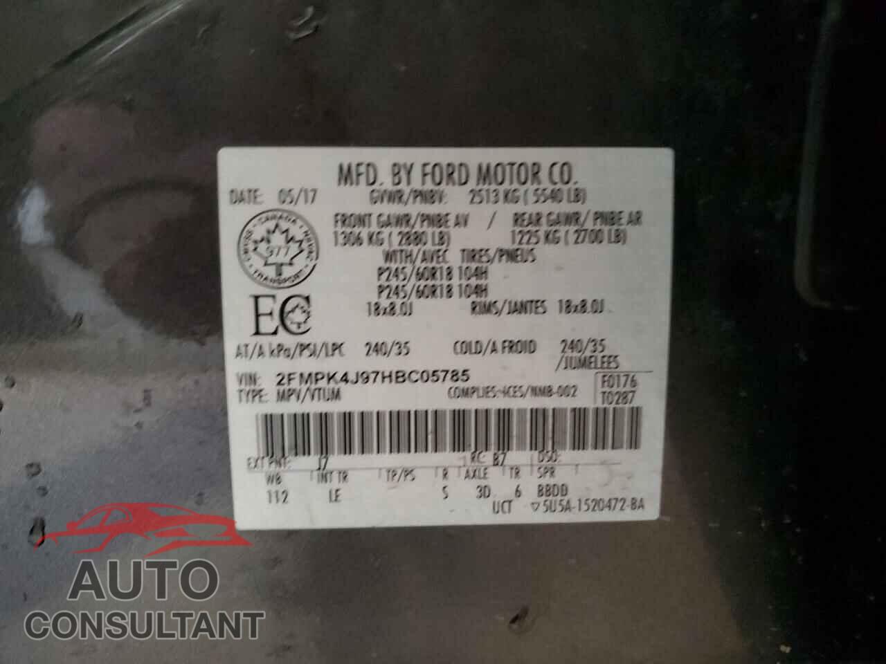 FORD EDGE 2017 - 2FMPK4J97HBC05785