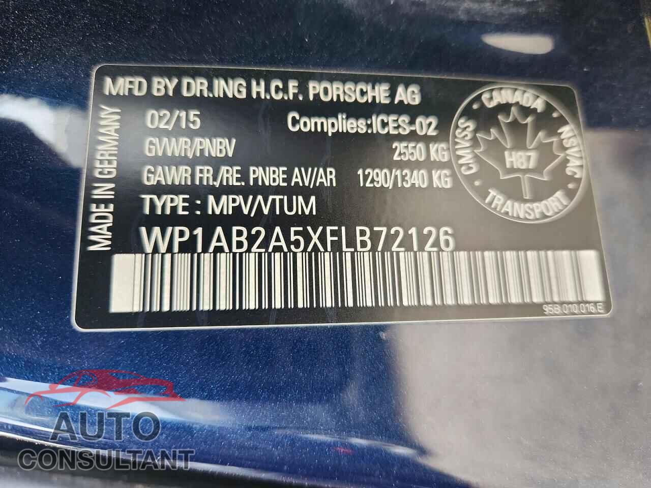 PORSCHE MACAN 2015 - WP1AB2A5XFLB72126