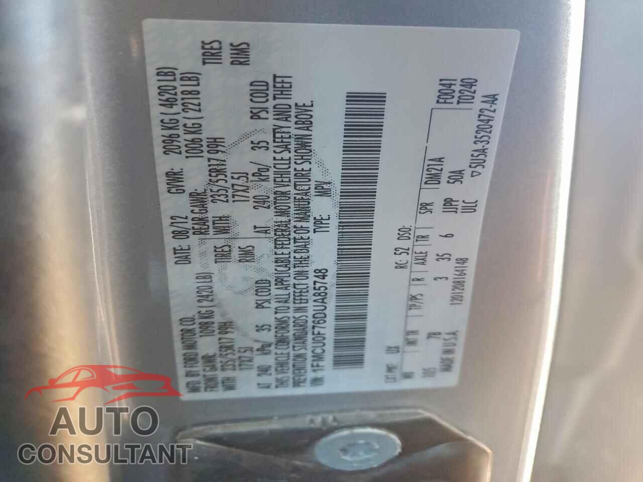 FORD ESCAPE 2013 - 1FMCU0F76DUA85748