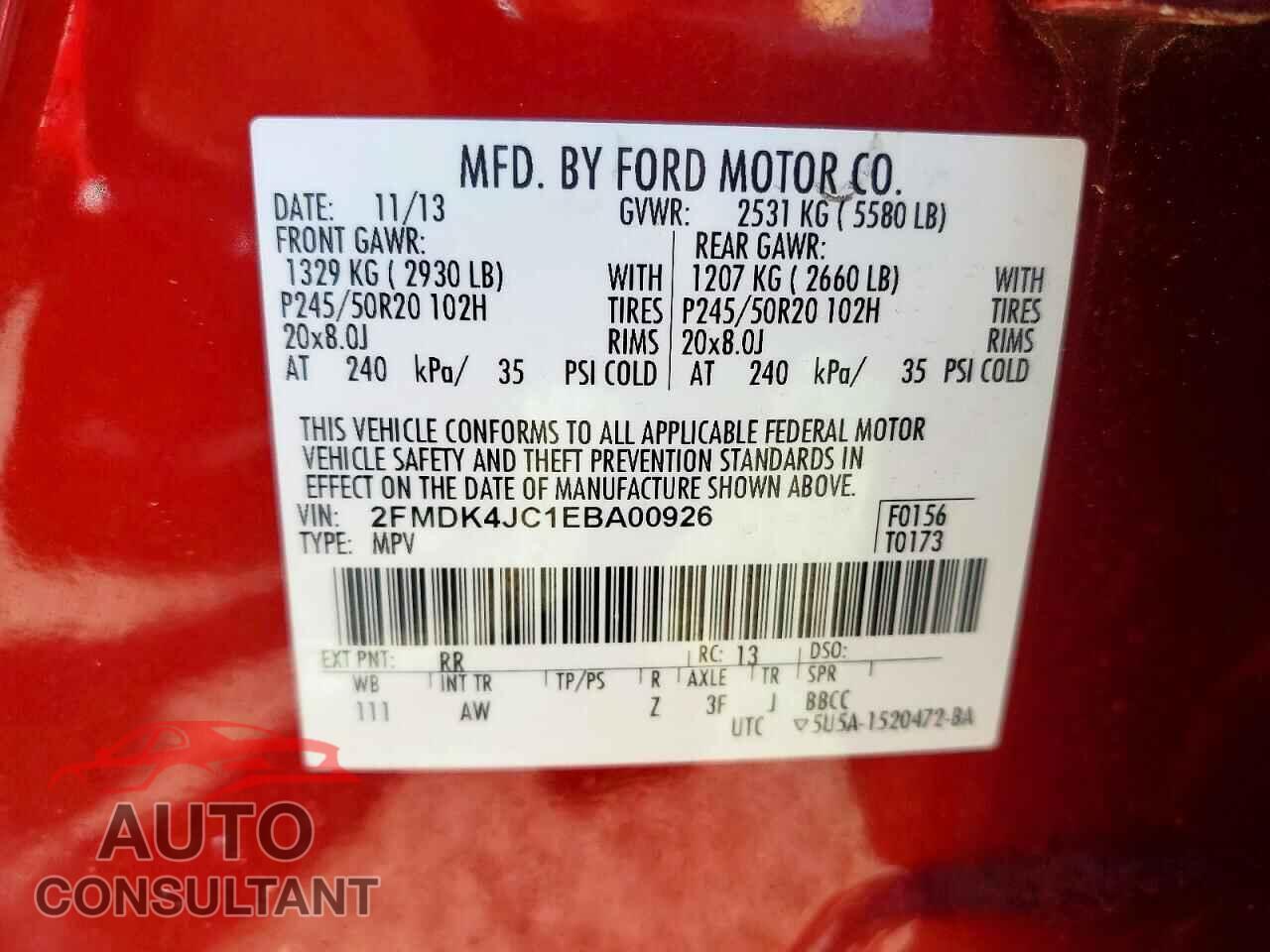 FORD EDGE 2014 - 2FMDK4JC1EBA00926