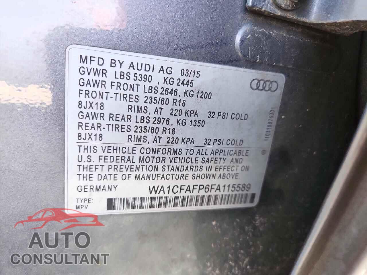 AUDI Q5 2015 - WA1CFAFP6FA115589