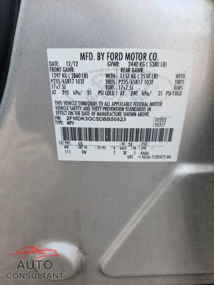 FORD EDGE 2013 - 2FMDK3GC5DBB50523