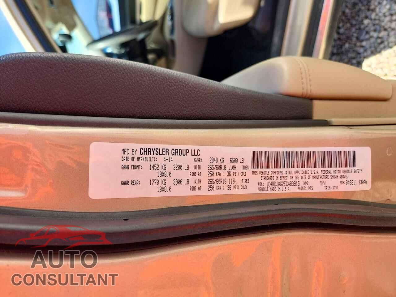 DODGE DURANGO 2014 - 1C4RDJAG2EC483915