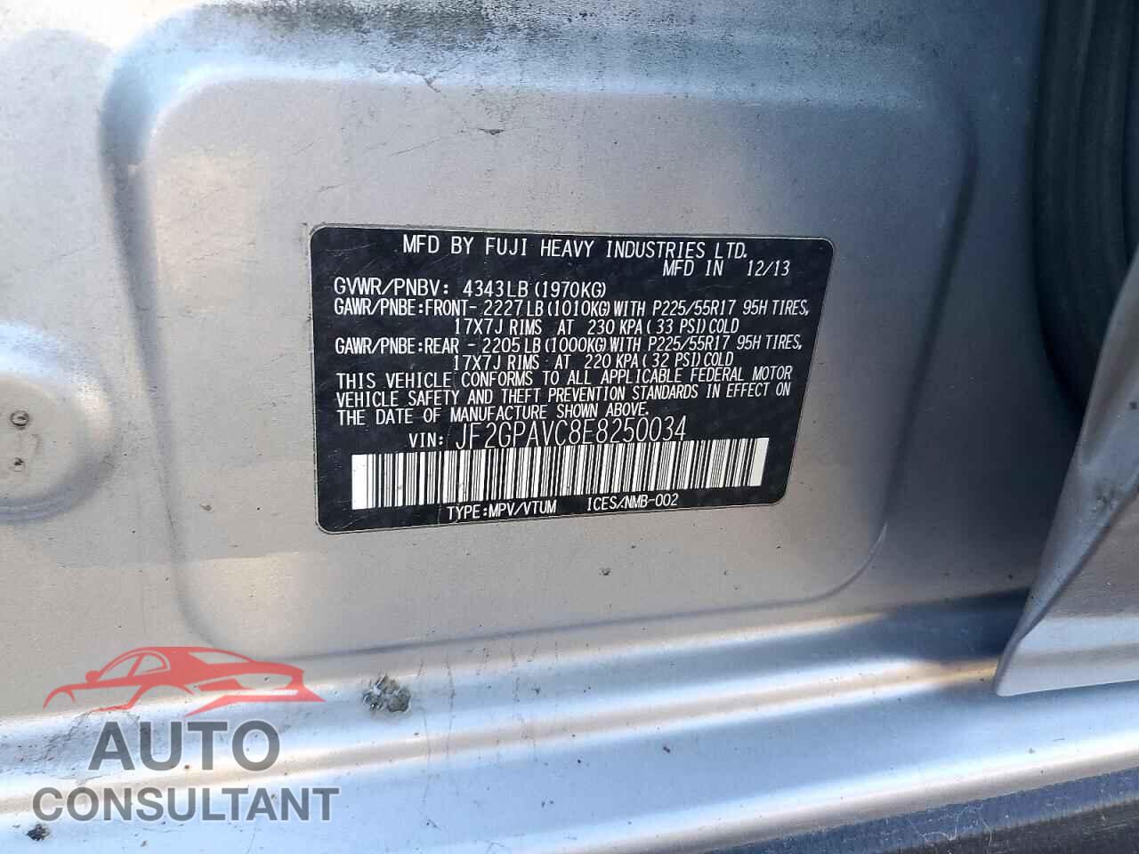 SUBARU XV 2014 - JF2GPAVC8E8250034