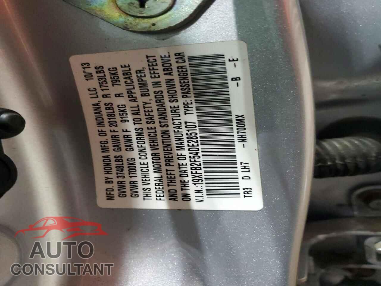 HONDA CIVIC 2013 - 19XFB2F54DE285107