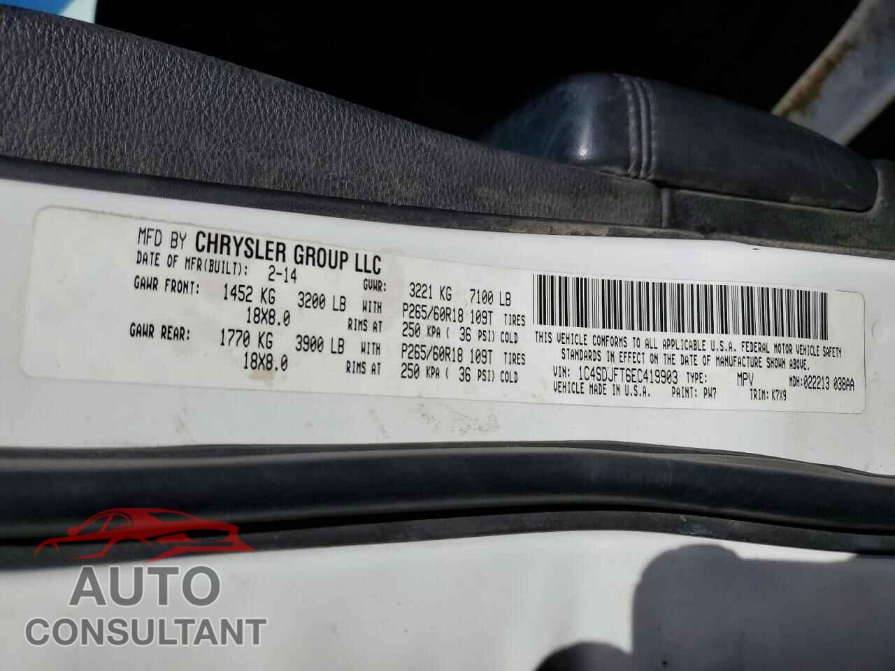 DODGE DURANGO 2014 - 1C4SDJFT6EC419903
