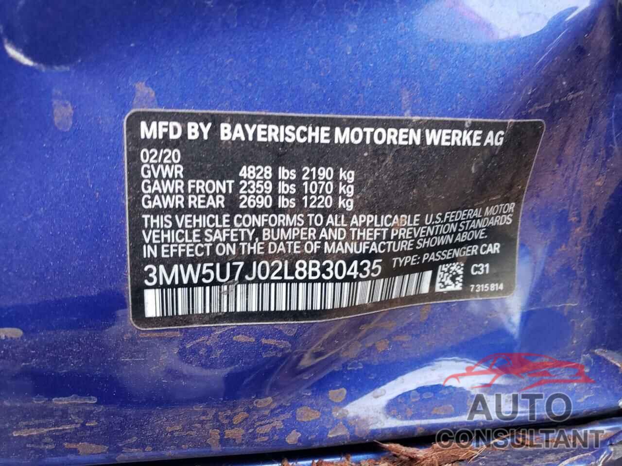 BMW M3 2020 - 3MW5U7J02L8B30435
