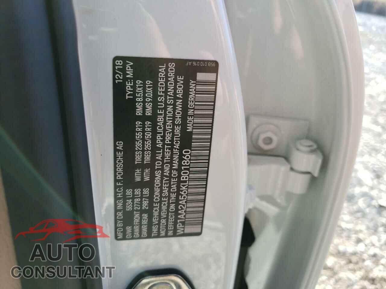 PORSCHE MACAN 2019 - WP1AA2A56KLB01860