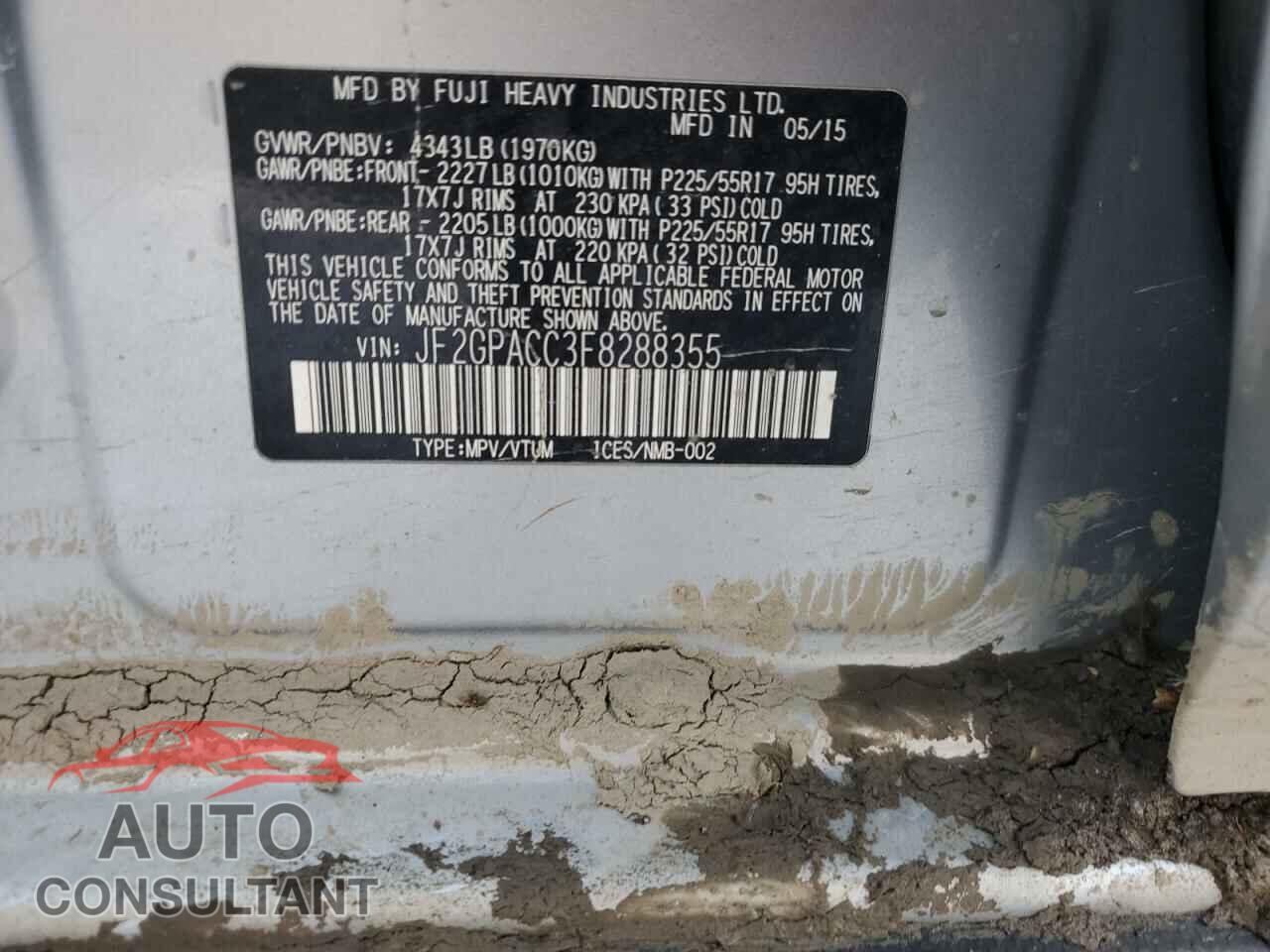SUBARU XV 2015 - JF2GPACC3F8288355