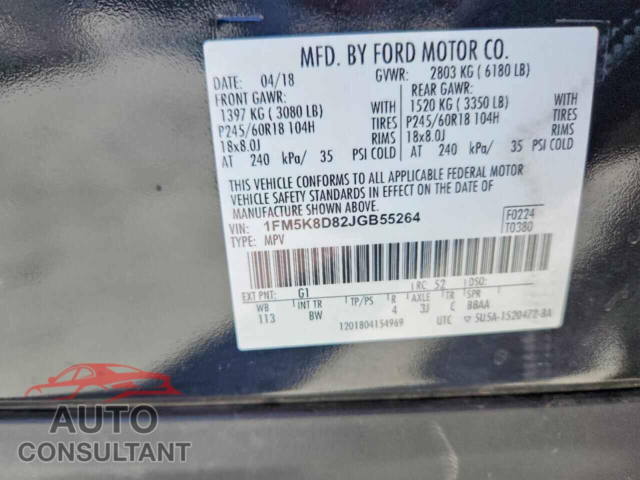 FORD EXPLORER 2018 - 1FM5K8D82JGB55264