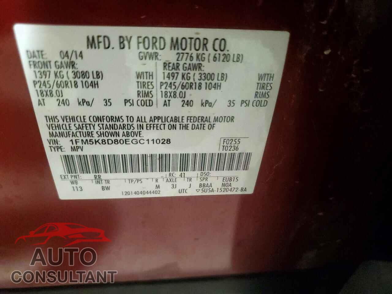 FORD EXPLORER 2014 - 1FM5K8D80EGC11028